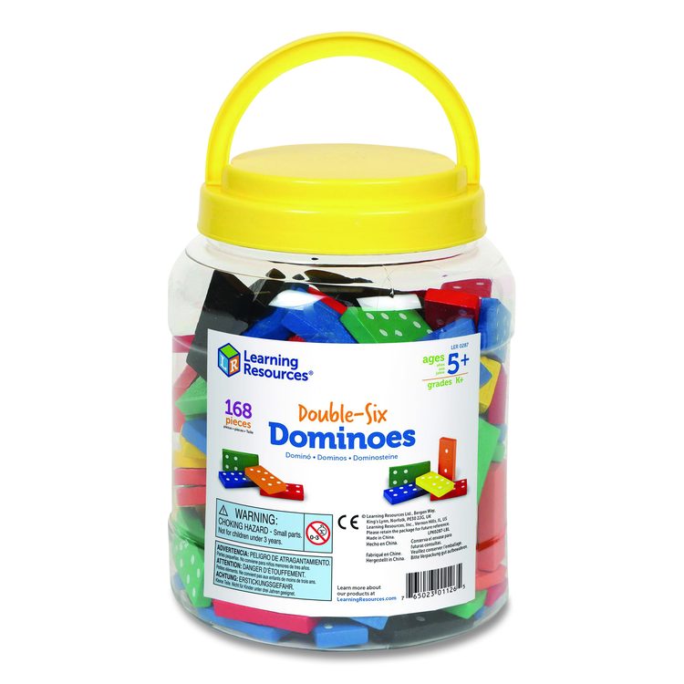 Double-Six Dominoes in Bucket, 2 to 4 Players, Grades K to 4, 168 Pieces
