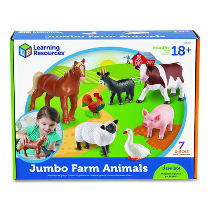 Jumbo Farm Animals, Grades Pre-K to 3, 7 Pieces