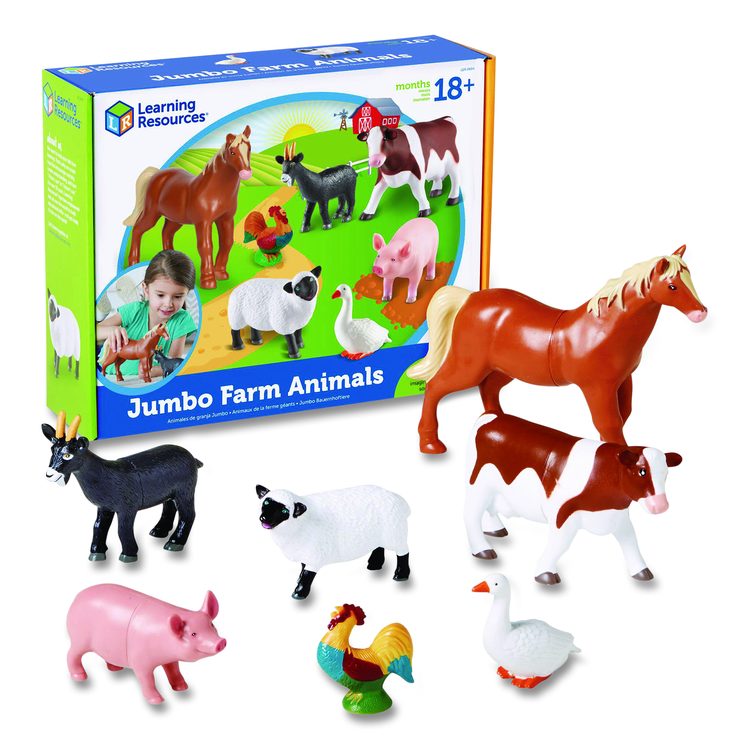 Jumbo Farm Animals, Grades Pre-K to 3, 7 Pieces