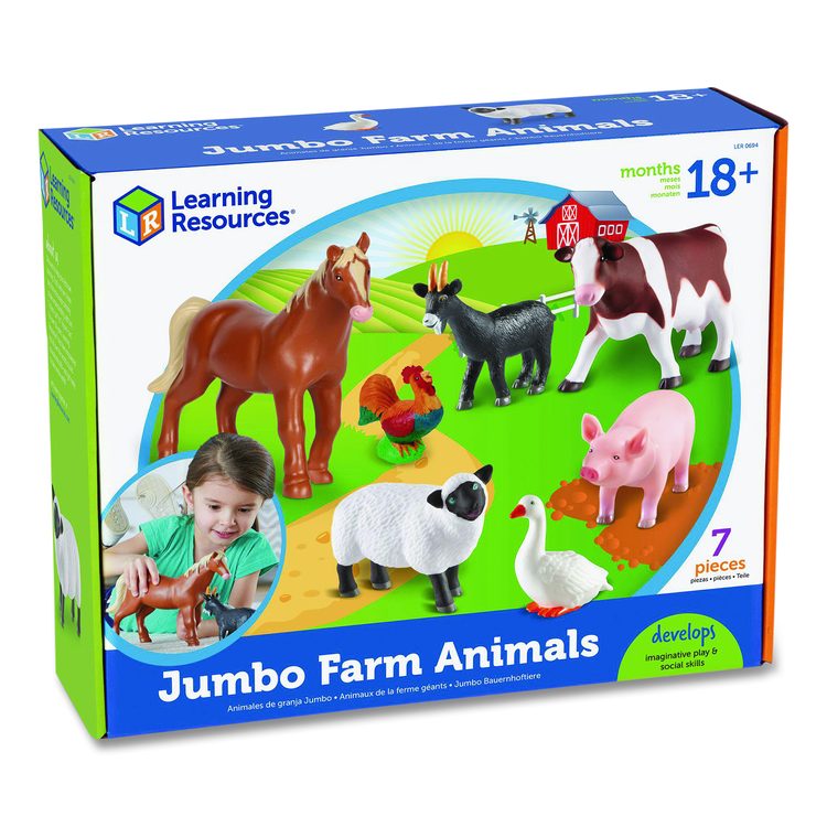 Jumbo Farm Animals, Grades Pre-K to 3, 7 Pieces