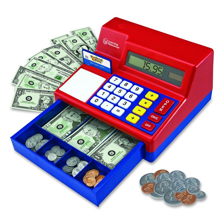 Pretend and Play Calculator Cash Register, Grades Pre-K to 2, 73 Pieces