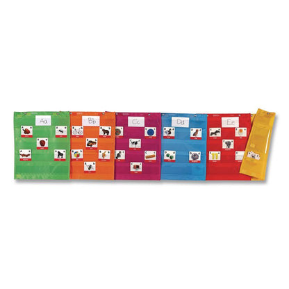 Magnetic Pocket Chart Squares, Classroom/Teacher Organizer Set, 7 Pockets, Assorted Colors, Set of 6
