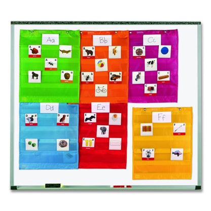 Magnetic Pocket Chart Squares, Classroom/Teacher Organizer Set, 7 Pockets, Assorted Colors, Set of 6