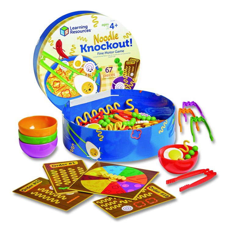 Noodle Knockout Fine Motor Game, 1 to 4 Players, Ages 4 and Up, 67 Pieces