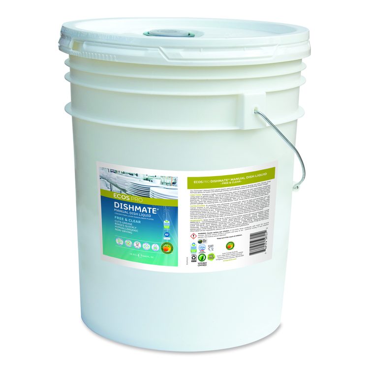 Dishmate Manual Dish Liquid, Free and Clear, 5 gal Pail