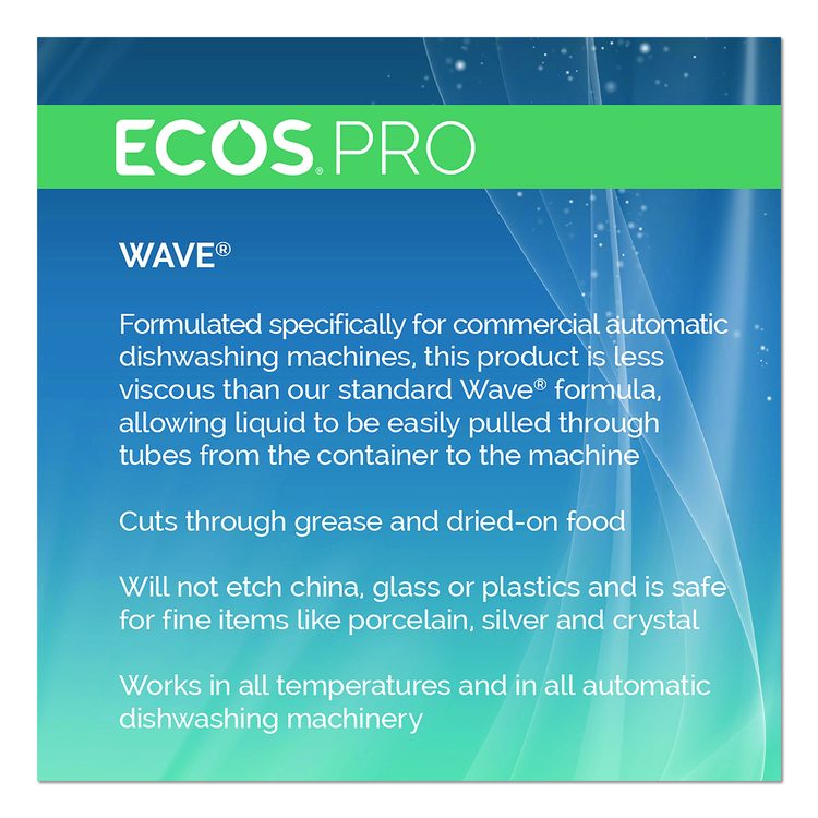 Wave Commercial Automatic Dishwasher Detergent, Free and Clear, 5 gal Pail