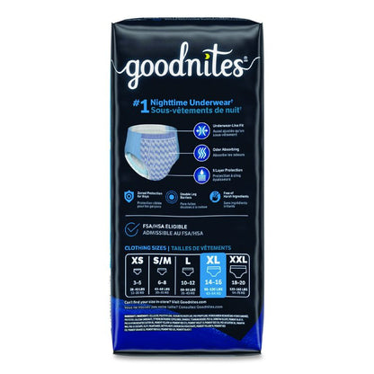 Nighttime Bedwetting Underwear for Boys, Size X-Large, 95 lbs to 140+ lbs, White, 9/Pack, 4 Packs/Carton