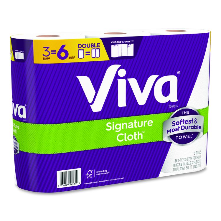 Signature Cloth Choose-A-Sheet Kitchen Roll Paper Towels,1-Ply, 5.1 x 11,White, 86 Sheets/Double Roll, 3 Rolls/PK, 8 Packs/CT