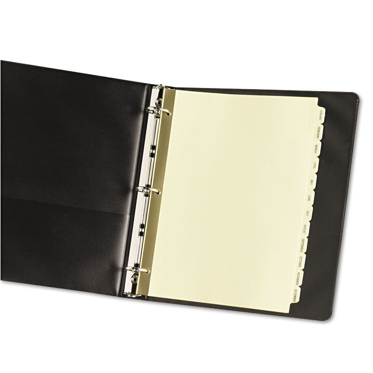Preprinted Laminated Tab Dividers with Gold Reinforced Binding Edge, 12-Tab, Jan. to Dec., 11 x 8.5, Buff, 1 Set