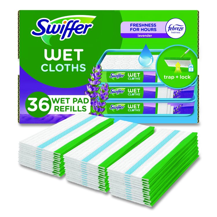 Wet Refill Cloths, 10 x 8, Lavender Vanilla and Comfort, White, 36/Carton