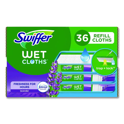 Wet Refill Cloths, 10 x 8, Lavender Vanilla and Comfort, White, 36/Carton