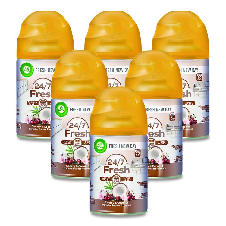 Freshmatic Life Scents Ultra Refill, Cherry and Coconut Paradise Retreat, 5.89 oz Aerosol Spray, 6/Carton