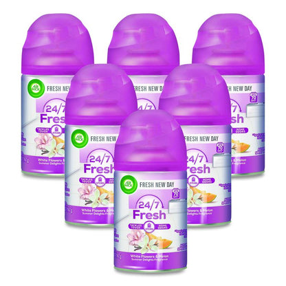 Freshmatic Life Scents Ultra Refill, White Flowers and Melon Summer Delights, 5.89 oz Aerosol Spray, 6/Carton
