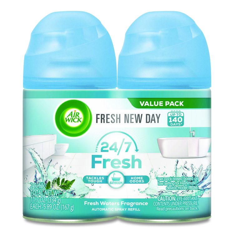 Freshmatic Ultra Automatic Spray Refill, Fresh Waters, 5.89 oz Aerosol Spray, 2/Pack