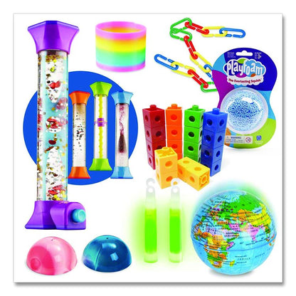 Sensory Fidget Toy Kit, Eight Toy Types, Ages 3 and Up, Assorted Colors, 128 Pieces