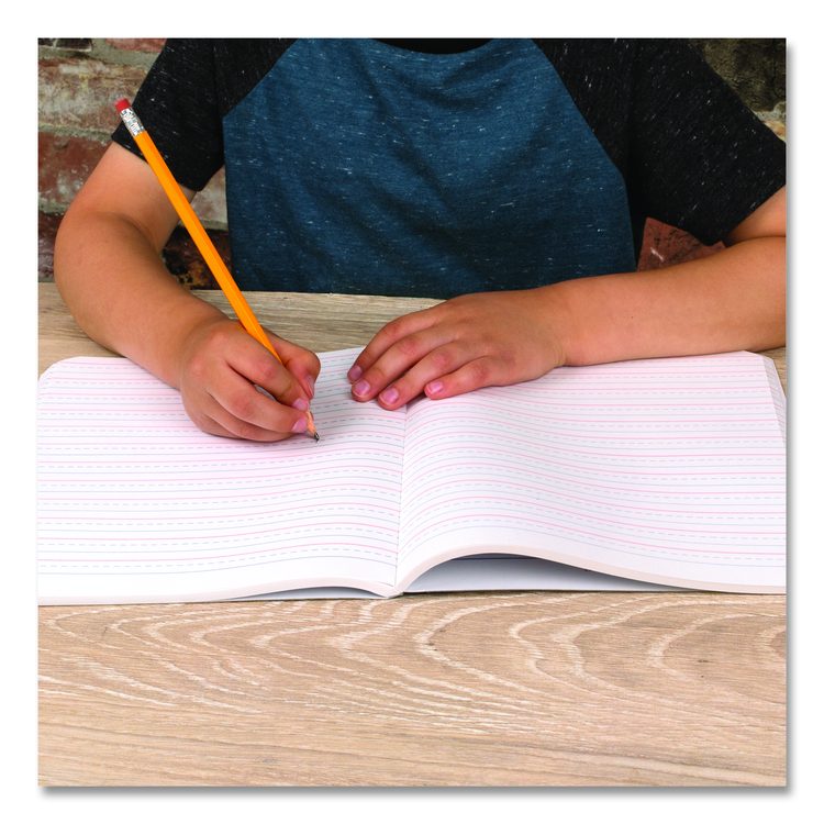 Primary Journal Creative Writing Composition Book, Manuscript Format, Blue/Black/White Cover, (100) 9.75 x 7.5 Sheets