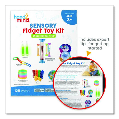 Sensory Fidget Toy Kit, Eight Toy Types, Ages 3 and Up, Assorted Colors, 128 Pieces