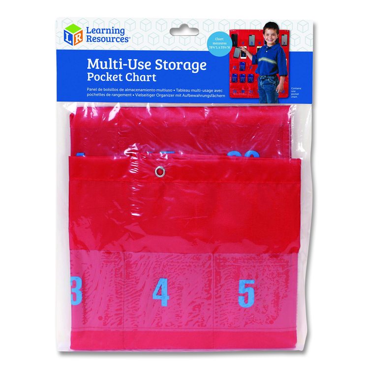 Multi-Use Storage Pocket Chart, 35 Pockets, 13 x 18, Red