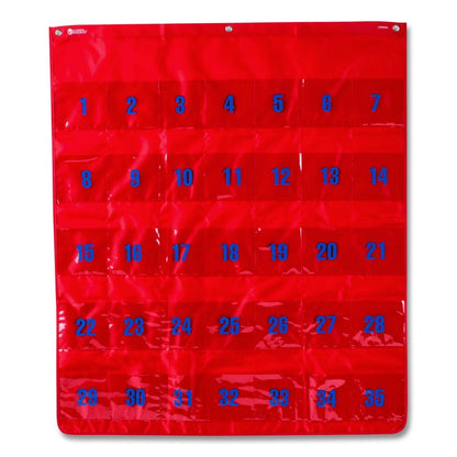 Multi-Use Storage Pocket Chart, 35 Pockets, 13 x 18, Red