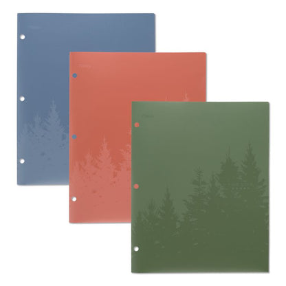 Recycled Plastic Two-Pocket Folder, Side: 3-Hole Punched, Accommodates 11 x 8.5 Sheets, Randomly Assorted Colors