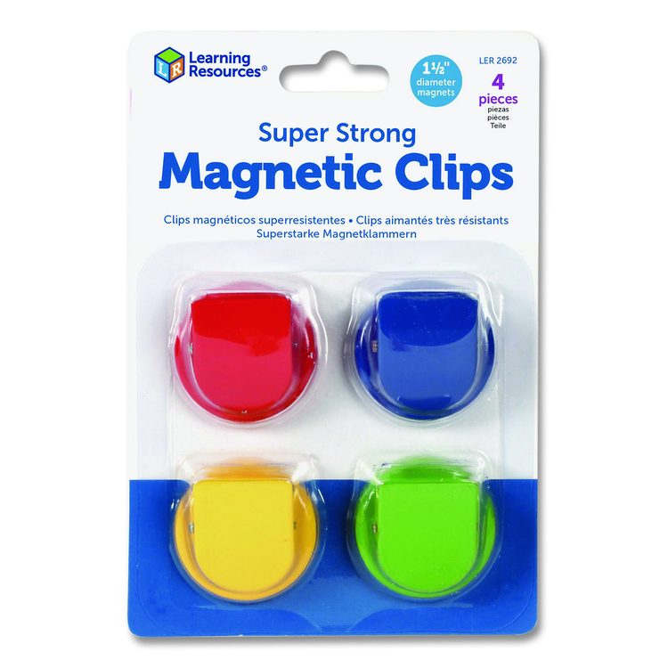 Super Strong Magntic Clips, Small, 1.5" Diameter, Assorted Colors, 4 Pieces