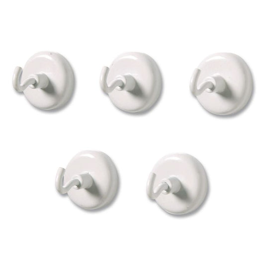 Magnetic Hooks, Small, 1.25" Diameter, White, 5 Pieces