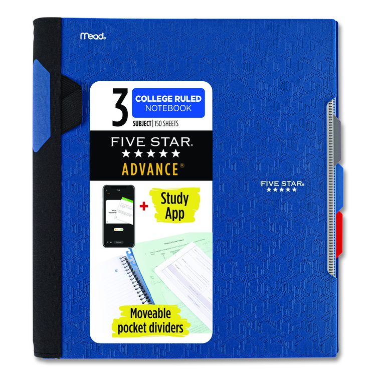 Advance Wirebound Notebook, 3-Subject, Medium/College Rule, Randomly Assorted Cover Color, (150) 11 x 8.5 Sheets
