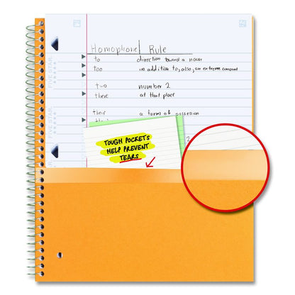 Wirebound Notebook, 1-Subject, Wide/Legal Rule, Assorted Cover Colors, (100) 10.5 x 8 Sheets, 6/Pack