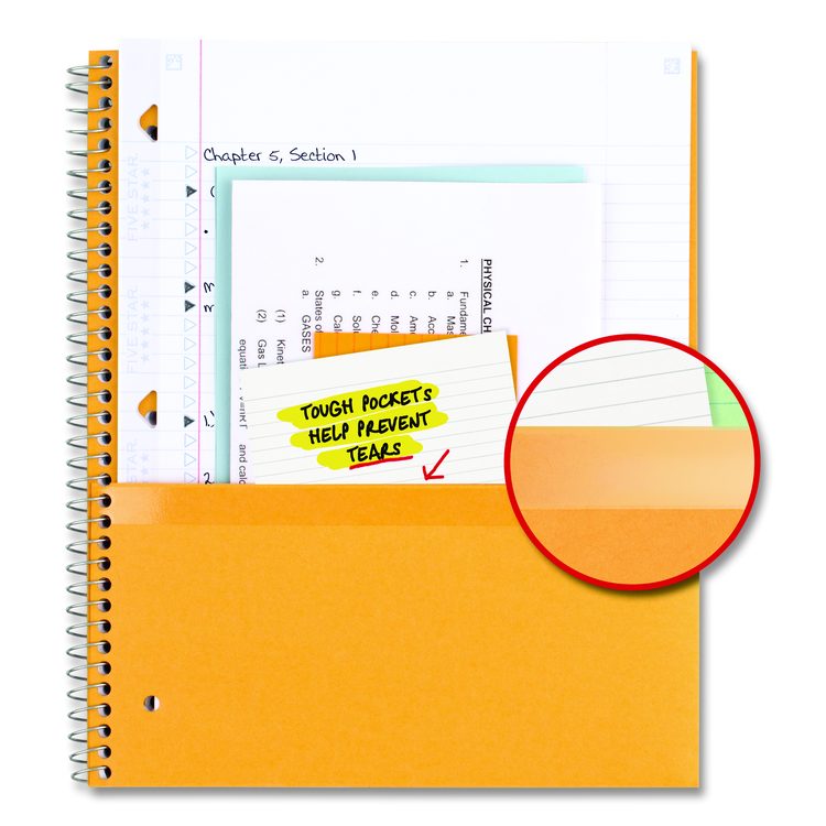 Wirebound Notebook, 5-Subject, Medium/College Rule, Assorted Cover Colors, (200) 11 x 8.5 Sheets, 2/Pack