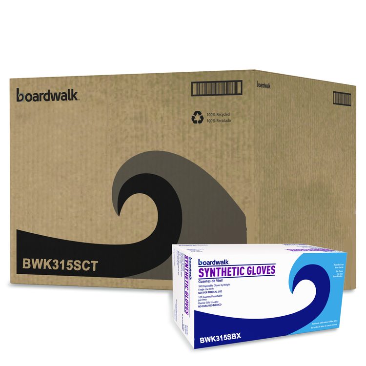 Powder-Free Synthetic Vinyl Gloves, Small, 4 mil Thick, 9.5" Long, Cream, 100/Box, 10 Boxes/Carton
