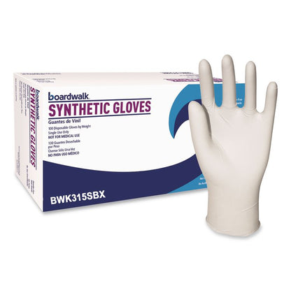 Powder-Free Synthetic Vinyl Gloves, Small, 4 mil Thick, 9.5" Long, Cream, 100/Box
