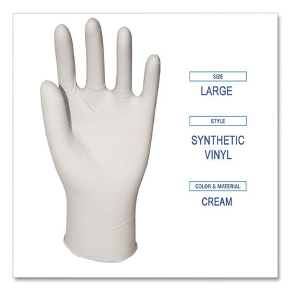 Powder-Free Synthetic Vinyl Gloves, Large, 4 mil Thick, 9.5" Long, Cream, 100/Box, 10 Boxes/Carton