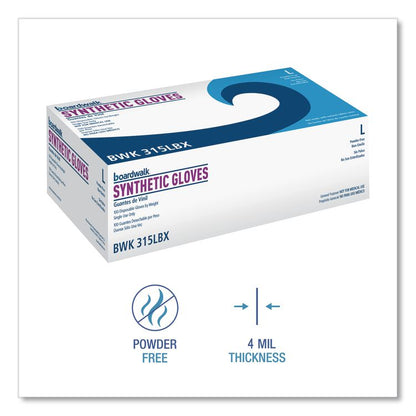Powder-Free Synthetic Vinyl Gloves, Large, 4 mil Thick, 9.5" Long, Beige, 100/Box
