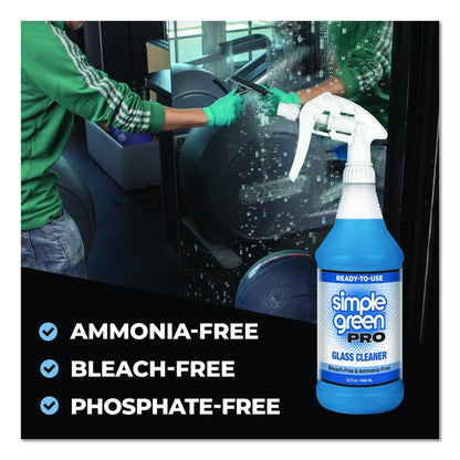 Pro Glass Cleaner Ready-To-Use, 32 oz Spray Bottle, 12/Carton