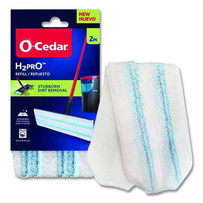 H2prO Flat Mop Head Replacement, 9.25 x 4.38, Blue/White, 2/Pack, 6 Packs/Carton