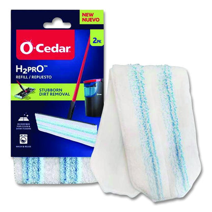 H2prO Flat Mop Head Replacement, 9.25 x 4.38, Blue/White, 2/Pack