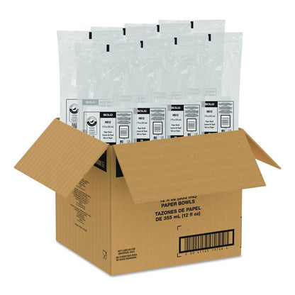Compostable Paper Dinnerware, ProPlanet Seal, Bowl, 12 oz, White, 1,000/Carton