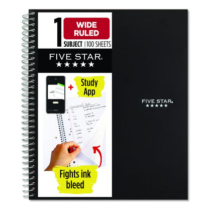 Wirebound Notebook, 1-Subject, Wide/Legal Rule, Black Cover, (100) 10.5 x 8.63 Sheets
