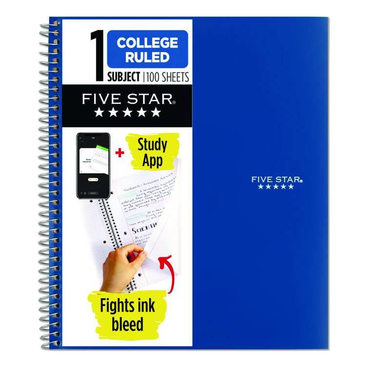 Wirebound Notebook, 1-Subject, Medium/College Rule, Blue Cover, (100) 11 x 9.13 Sheets