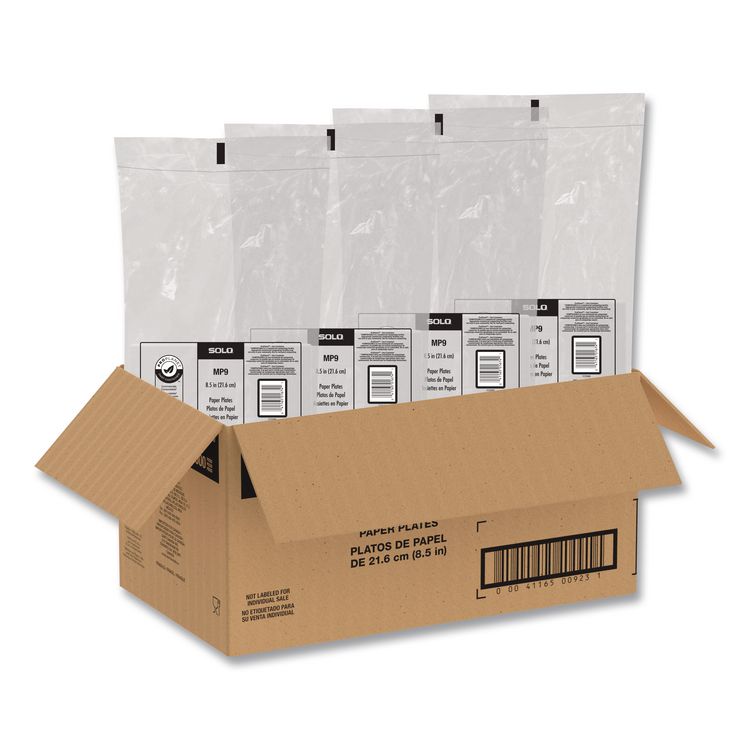 Compostable Paper Dinnerware, ProPlanet Seal, Plate, 8.5" dia, White, 500/Carton