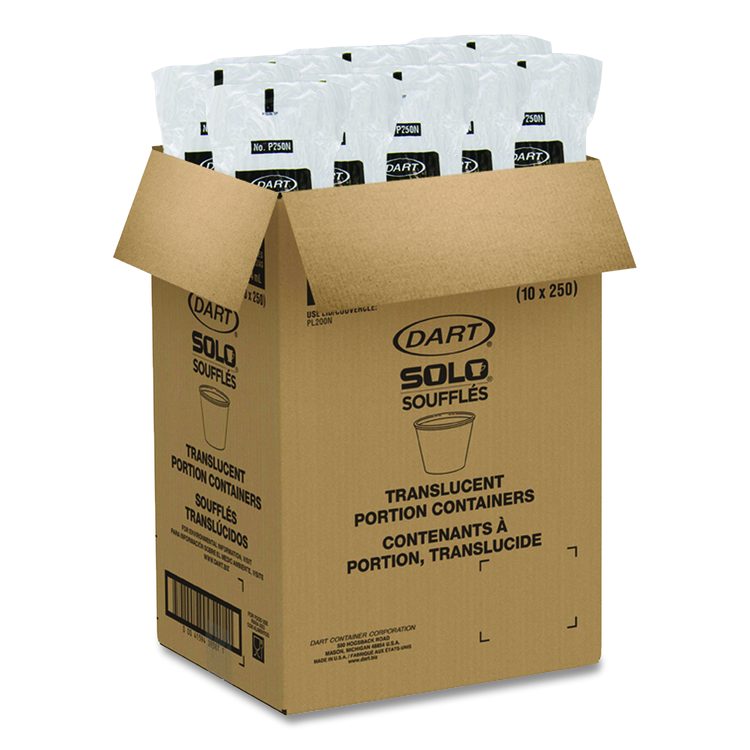 Portion Containers, 2.5 oz, Plastic, Translucent, 2,500/Carton