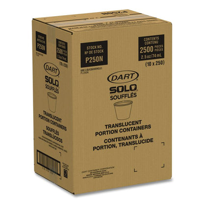 Portion Containers, 2.5 oz, Plastic, Translucent, 2,500/Carton