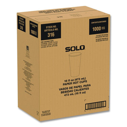Recycled Content PCF Paper Hot Cups, ProPlanet Seal, 16 oz, White/Blue, 1,000/Carton