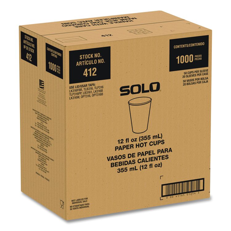 Recycled Content PCF Paper Hot Cups, ProPlanet Seal, 12 oz, White/Blue, 1,000/Carton