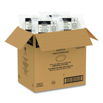 Compostable Molded Fiber Dinnerware, ProPlanet Seal, Platter, 10" Diameter, Natural, 500/Carton