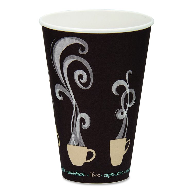 Thermoguard Insulated Paper Hot Cups, 16 oz, Steam Print Design, 600/Carton