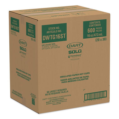 Thermoguard Insulated Paper Hot Cups, 16 oz, Steam Print Design, 600/Carton