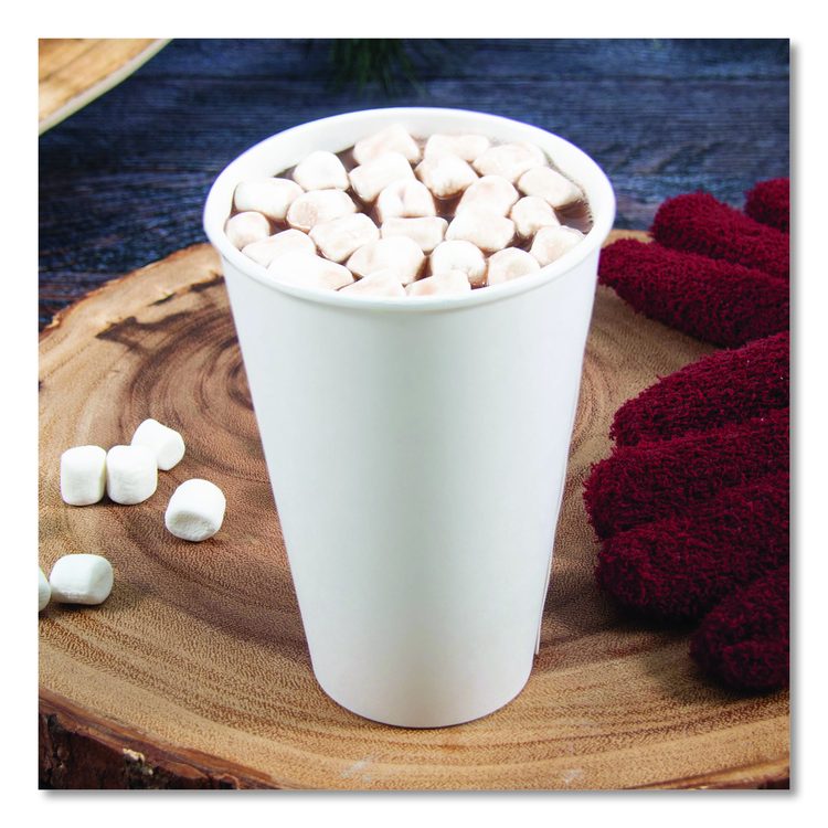Thermoguard Insulated Paper Hot Cups, 16 oz, White Sustainable Forest Design, 30/Pack