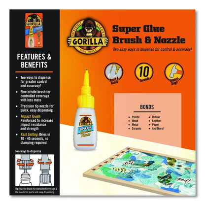 Super Glue with Brush and Nozzle Applicators, 0.35 oz, Dries Clear