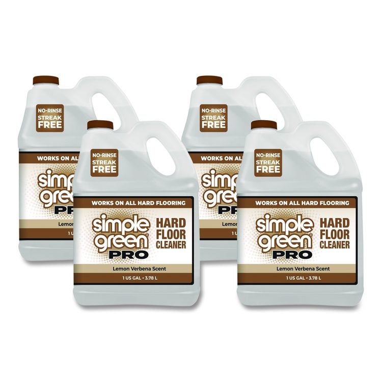 Pro Hard Floor Cleaner, Lemon Verbena Scent, 1 gal Bottle, 4/Carton